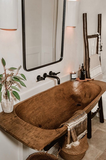 Solid carved wash tub in rombolo wood (various dimensions)
